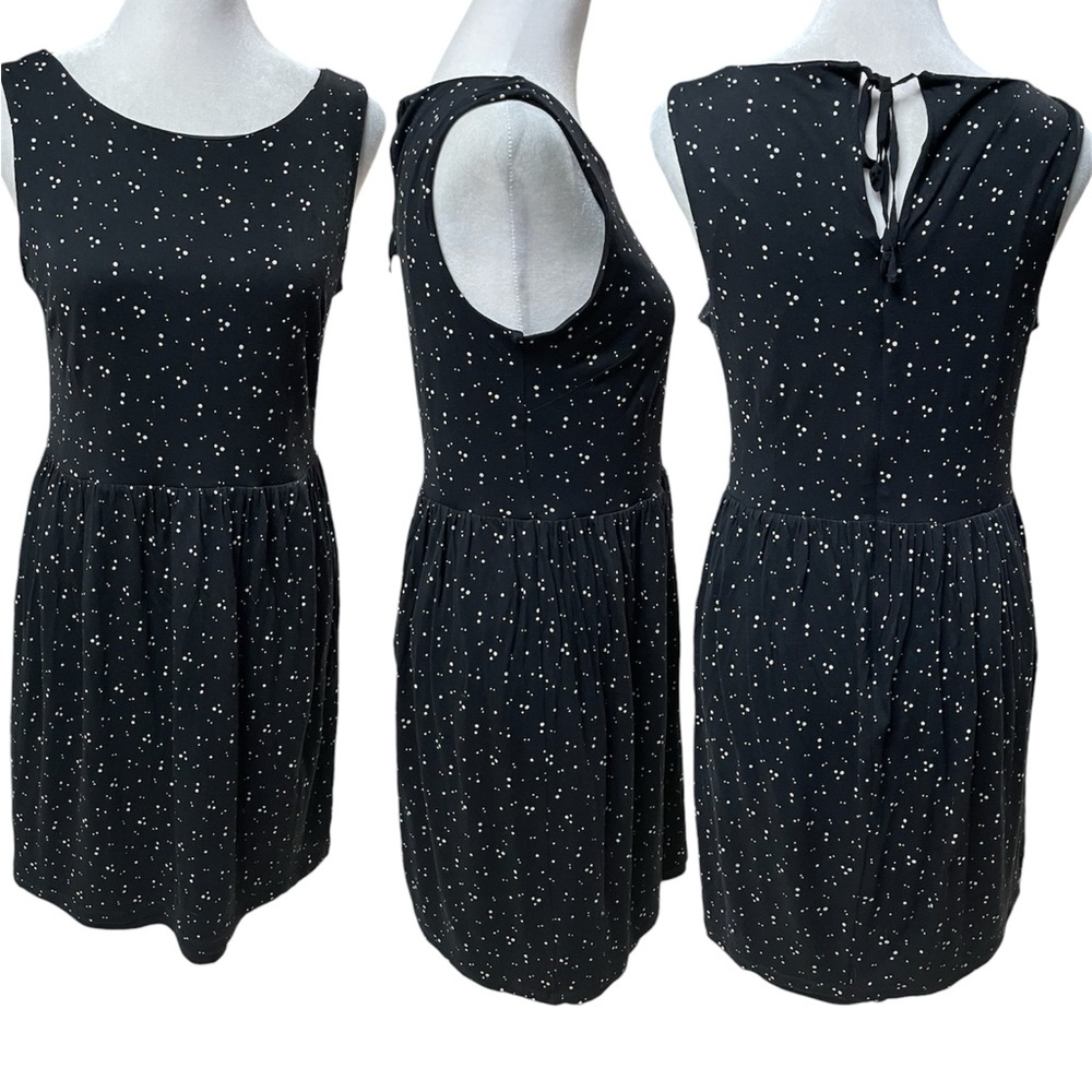 Ann Taylor LOFT Black with White Dots Sleeveless Above the Knee Dress Size SP